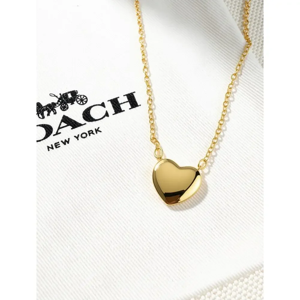 Coach Pavé Heart Pendant Necklace
